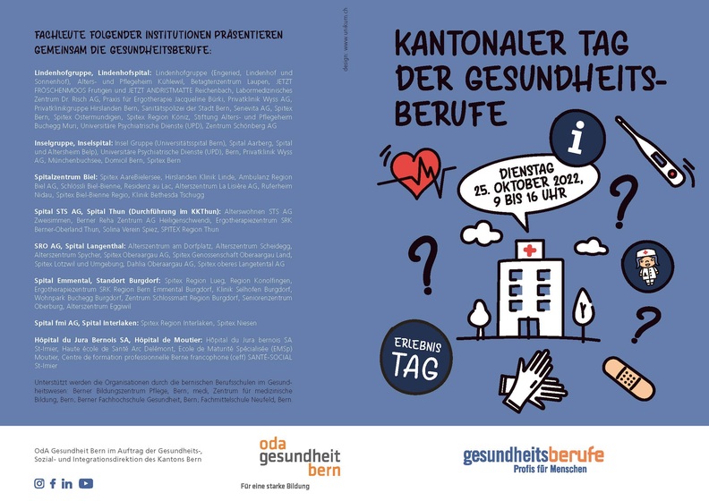 Kantonaler Tag der Gesundheitsberufe, Flyer Seite 1